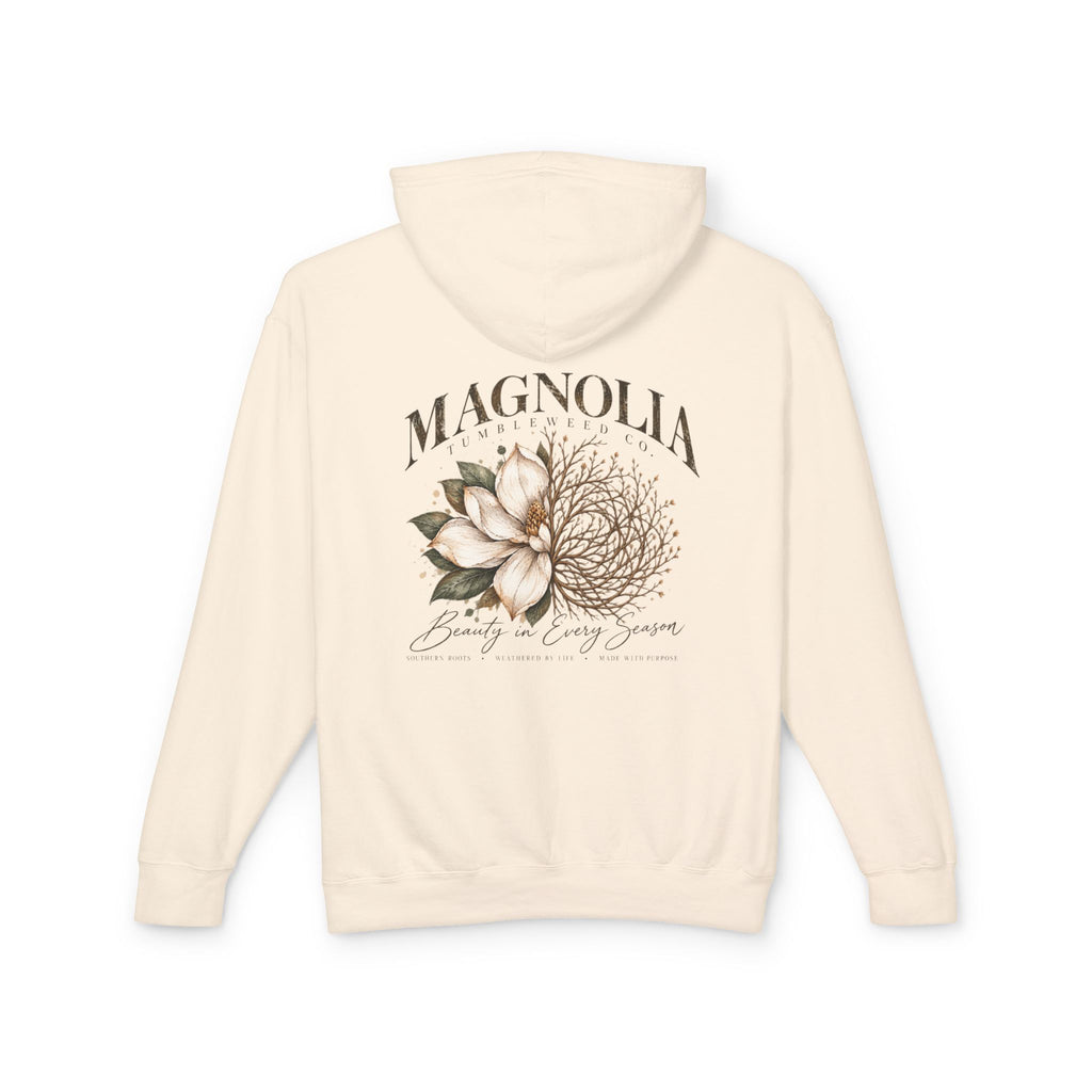 Magnolia Tumbleweed  Hoodie — Lightweight Cream Hooded Sweatshirt