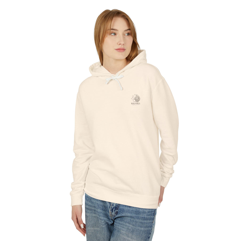 Magnolia Tumbleweed  Hoodie — Lightweight Cream Hooded Sweatshirt