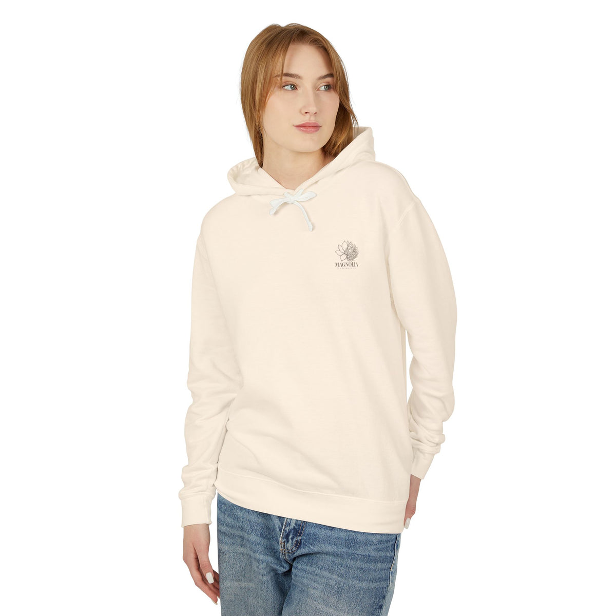 Magnolia Tumbleweed  Hoodie — Lightweight Cream Hooded Sweatshirt