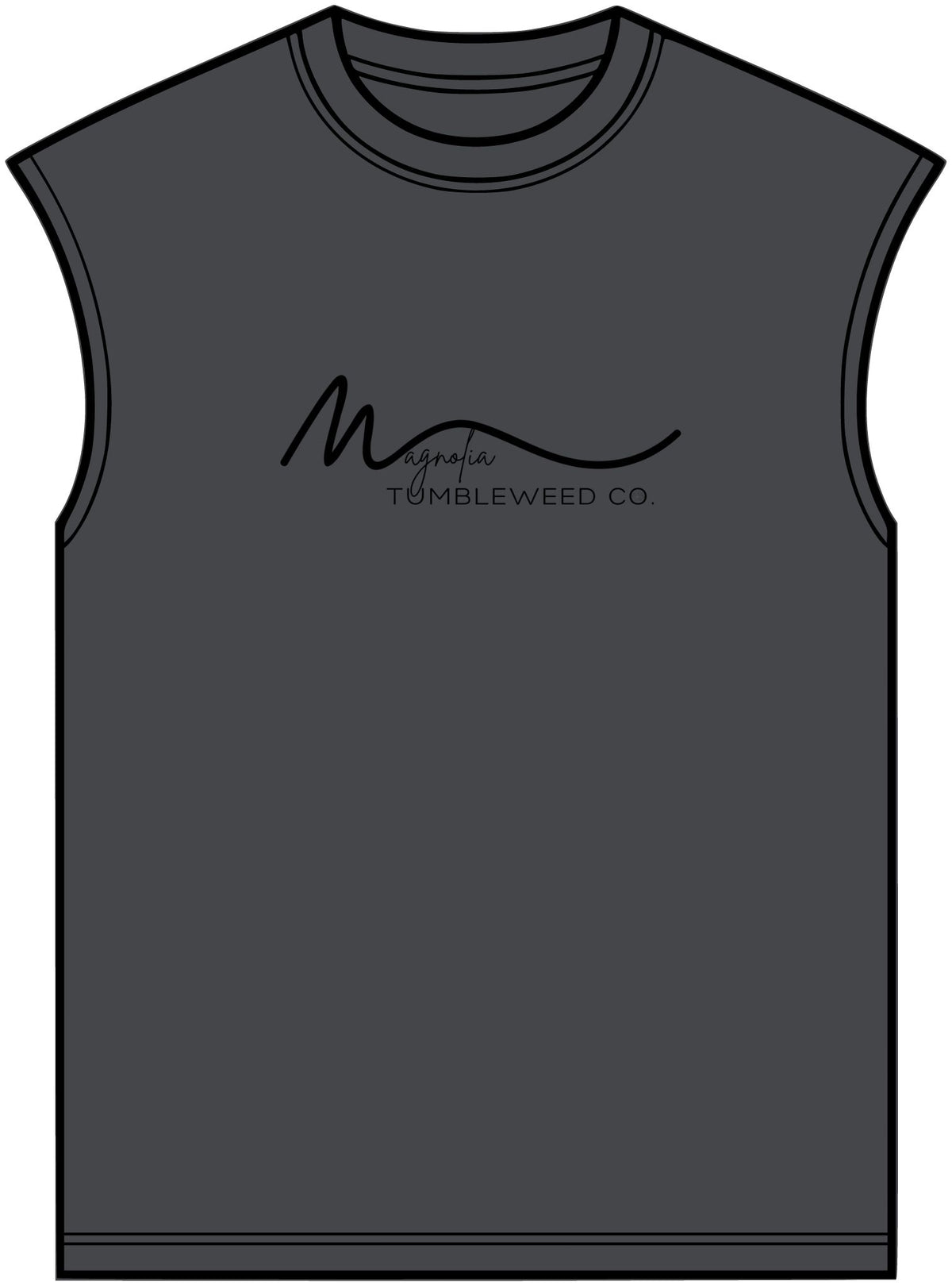 Magnolia Tumbleweed Co. Muscle Tee — Retro Script Logo Sleeveless Shirt