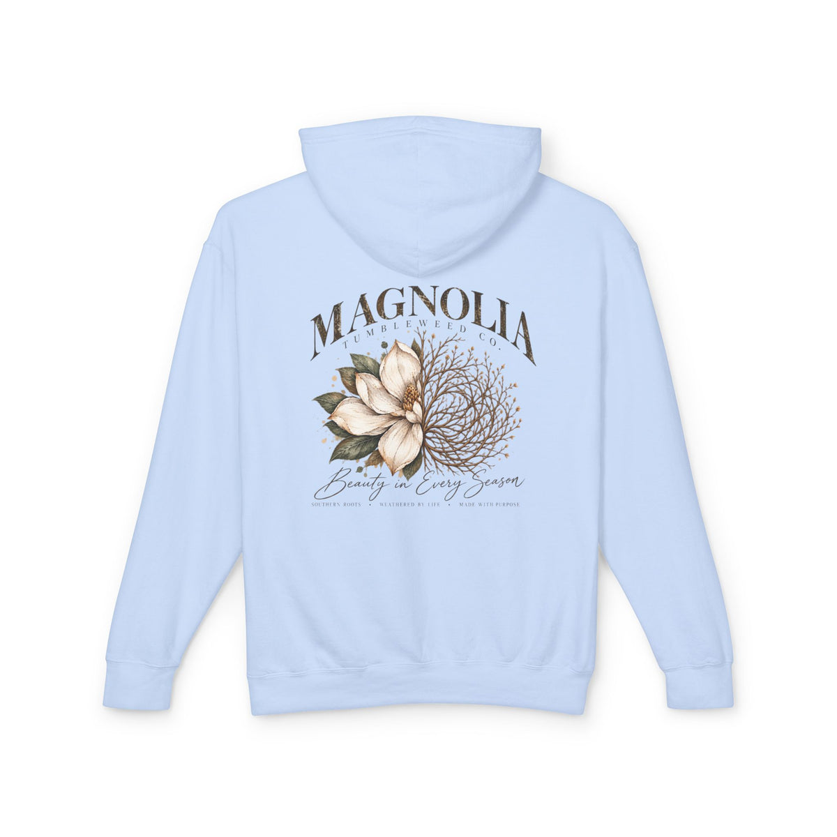 Magnolia Tumbleweed  Hoodie — Lightweight Cream Hooded Sweatshirt