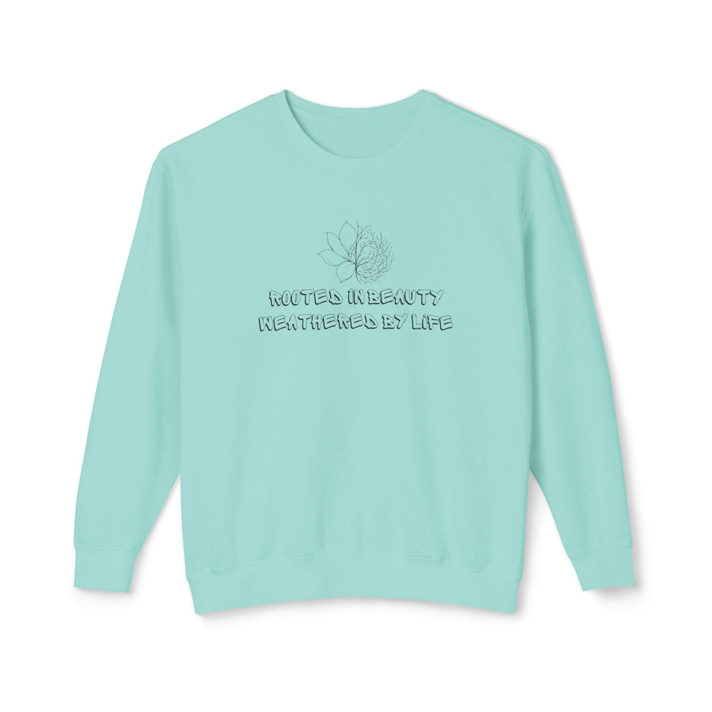 Lightweight Crewneck Sweatshirt — 'Where Beauty Breathes Life' Minimal Floral Graphic