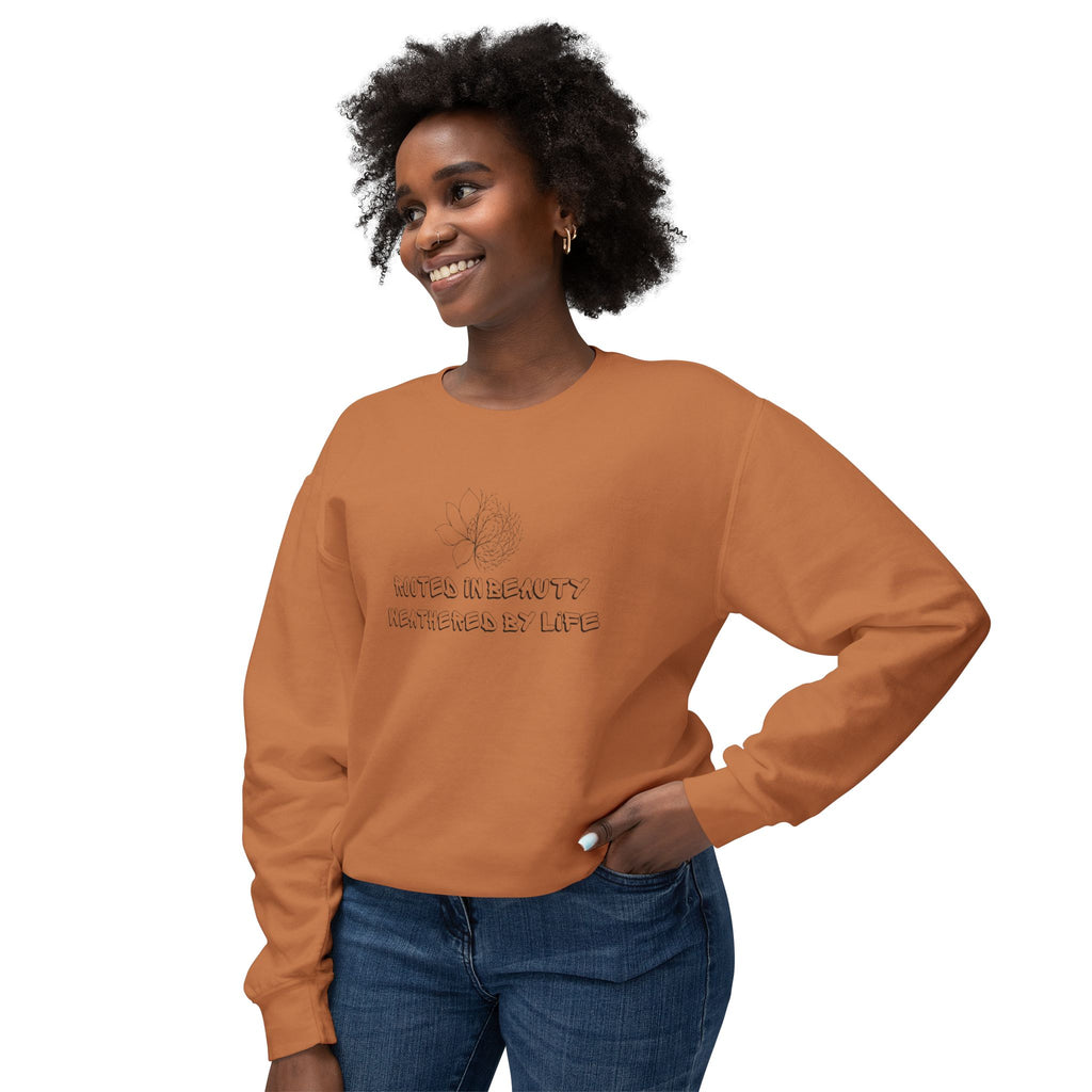 Lightweight Crewneck Sweatshirt — 'Where Beauty Breathes Life' Minimal Floral Graphic