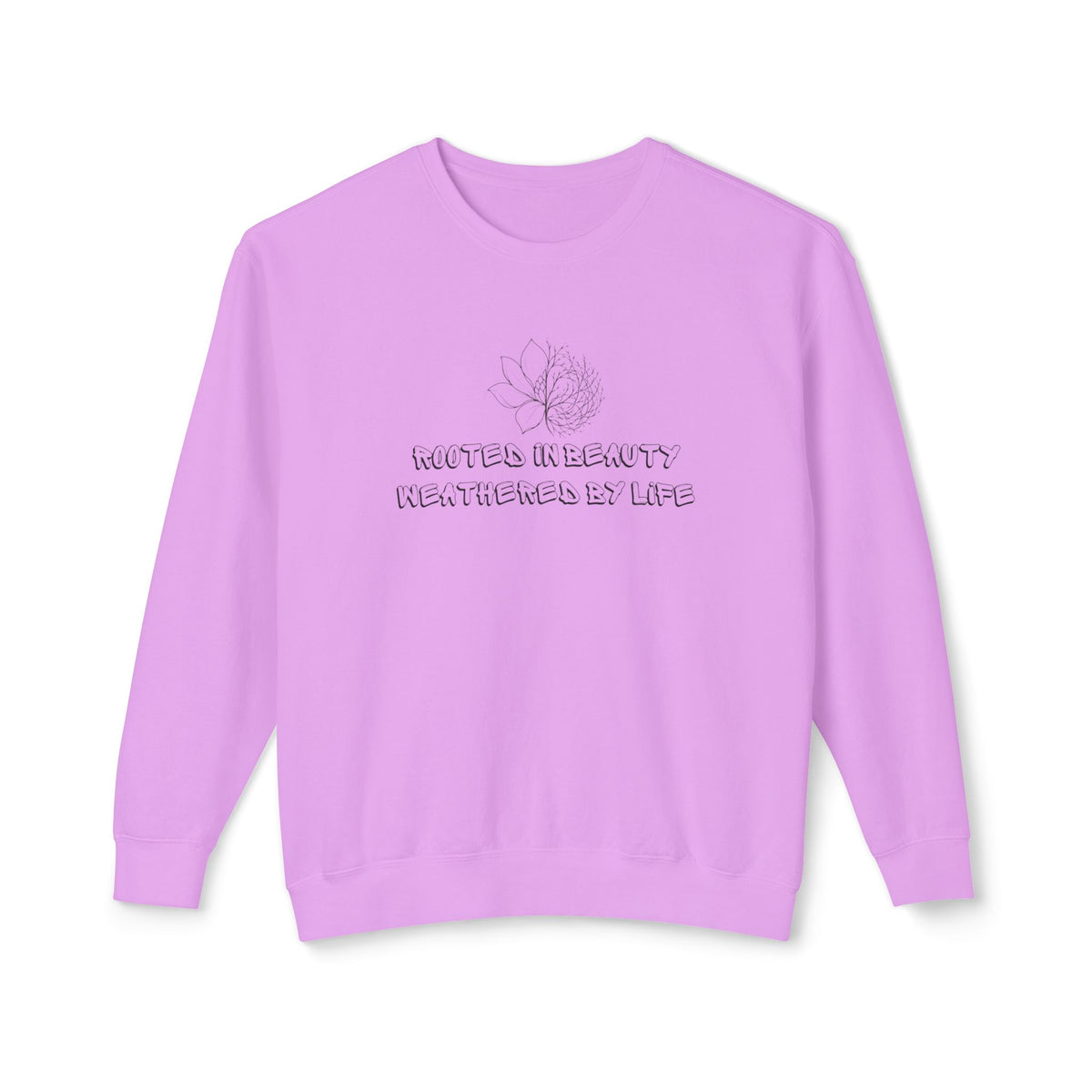 Lightweight Crewneck Sweatshirt — 'Where Beauty Breathes Life' Minimal Floral Graphic