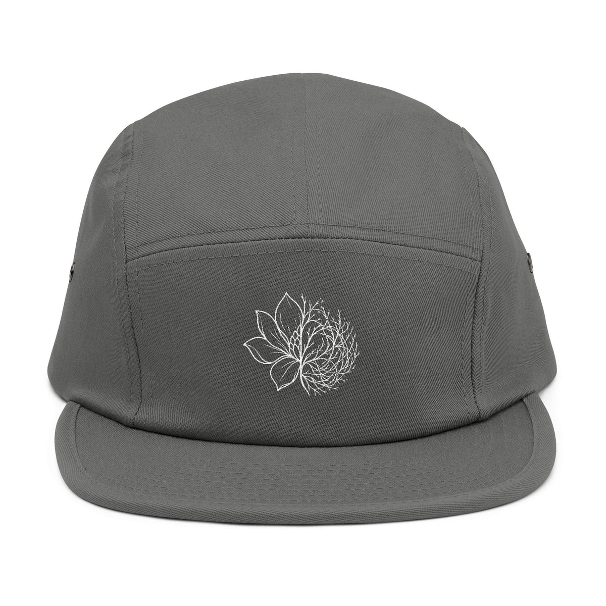 Embroidered Lotus 5-Panel Cap – Minimal  Camper Hat