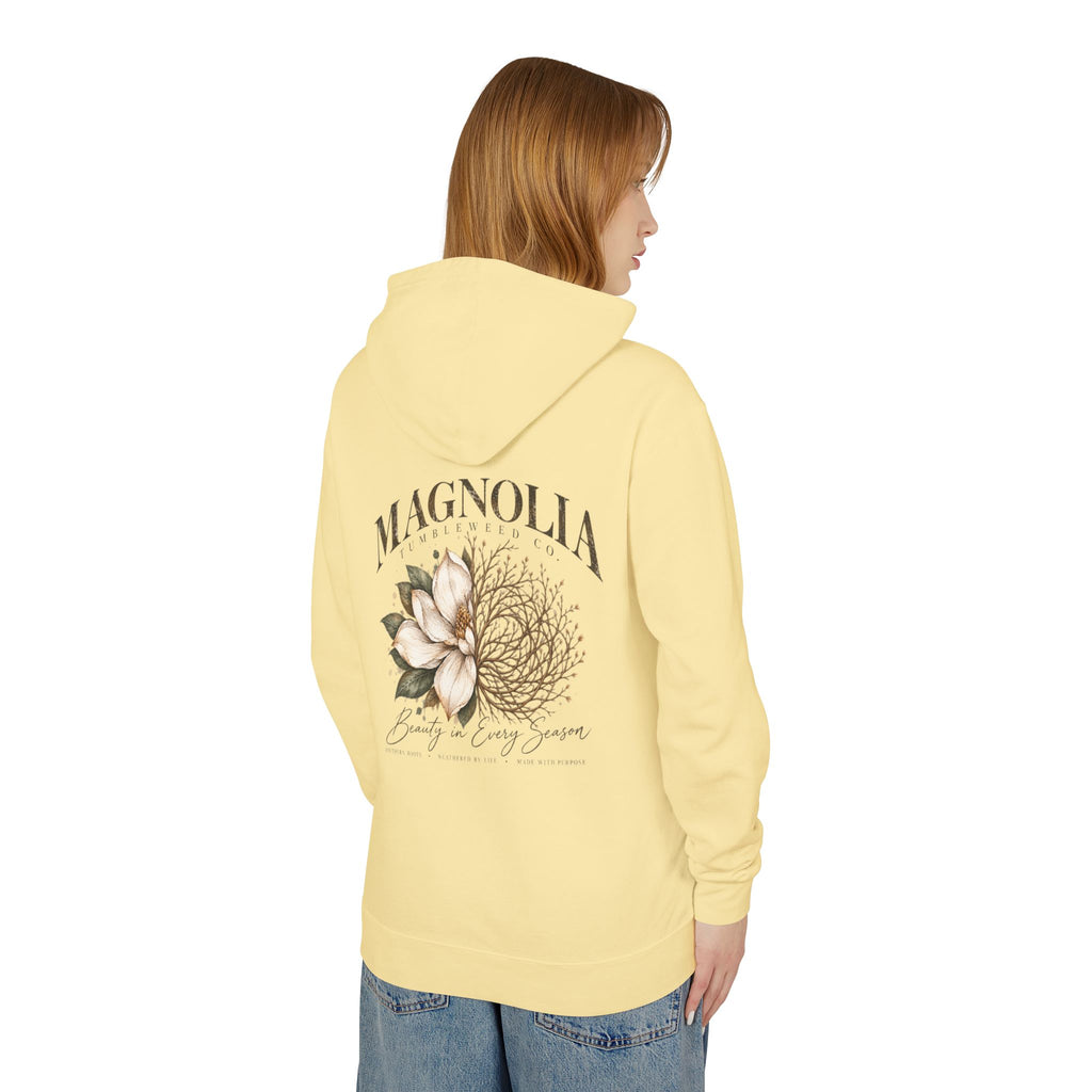 Magnolia Tumbleweed  Hoodie — Lightweight Cream Hooded Sweatshirt