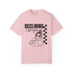 Declining Estrogen Tee — Funny Feminine Graphic T‑Shirt (Overstimulated AF)