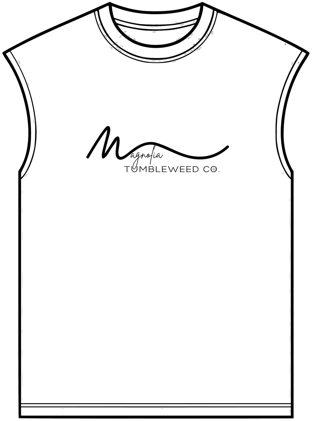 Magnolia Tumbleweed Co. Muscle Tee — Retro Script Logo Sleeveless Shirt