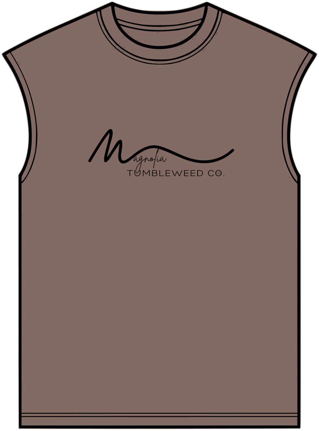 Magnolia Tumbleweed Co. Muscle Tee — Retro Script Logo Sleeveless Shirt