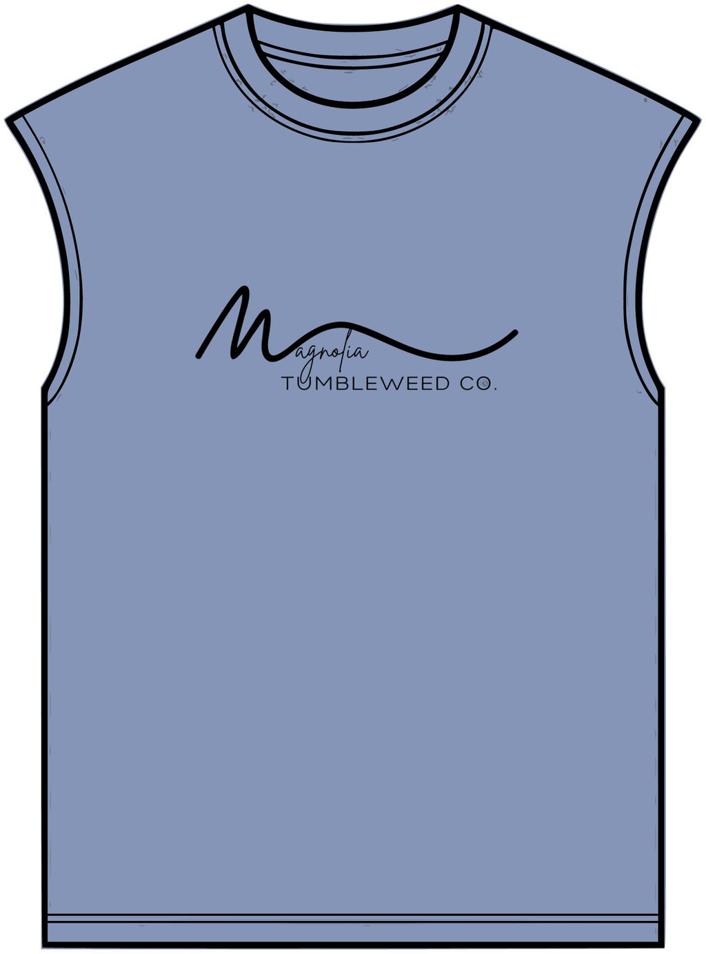 Magnolia Tumbleweed Co. Muscle Tee — Retro Script Logo Sleeveless Shirt