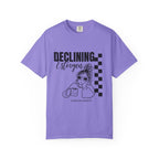 Declining Estrogen Tee — Funny Feminine Graphic T‑Shirt (Overstimulated AF)