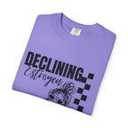 Declining Estrogen Tee — Funny Feminine Graphic T‑Shirt (Overstimulated AF)