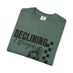 Declining Estrogen Tee — Funny Feminine Graphic T‑Shirt (Overstimulated AF)