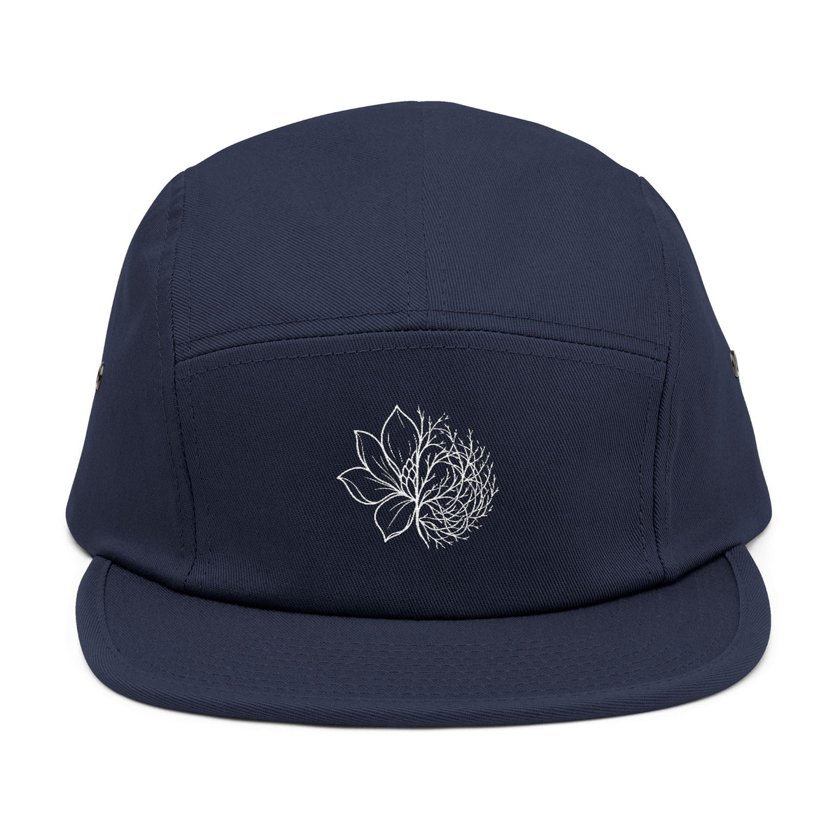 Embroidered Lotus 5-Panel Cap – Minimal  Camper Hat