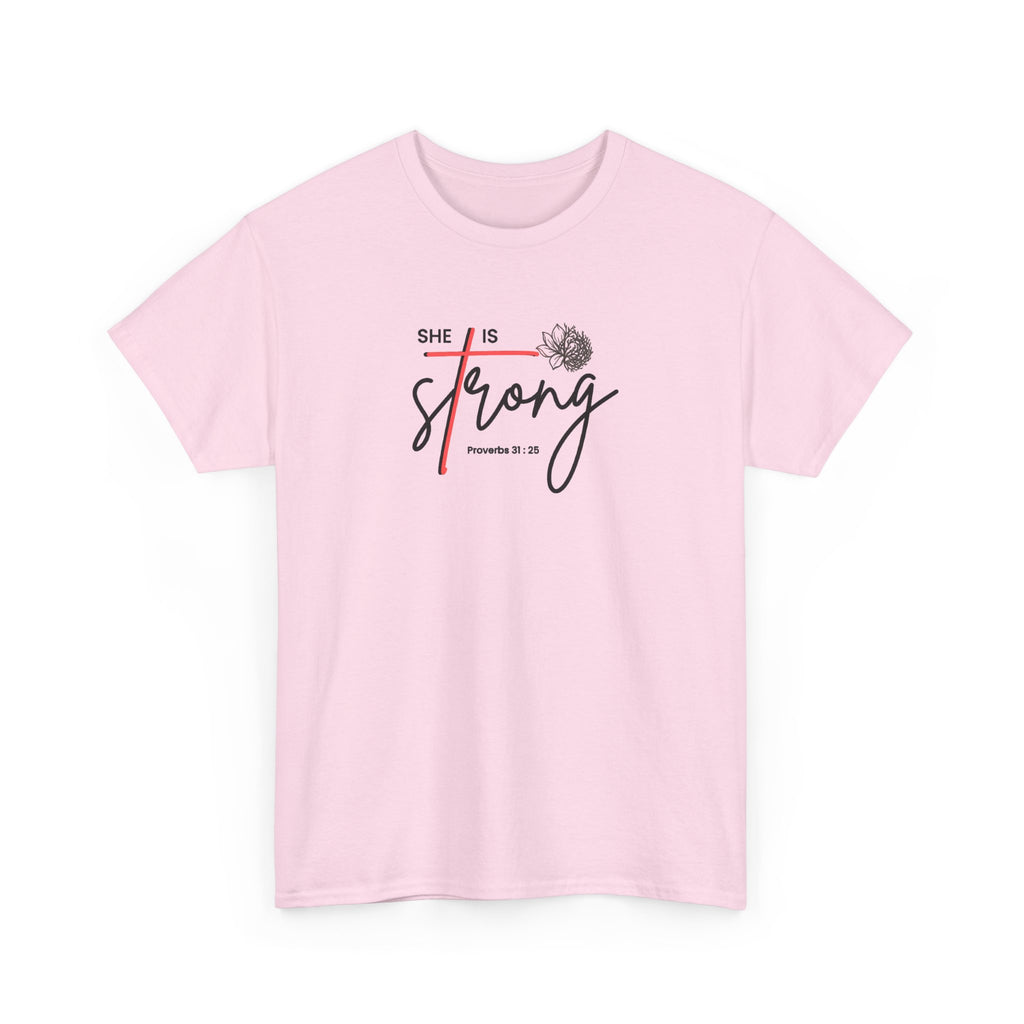 She Is Strong Tee - Inspirational Faith-Based Women's Christian T-Shirt (Psalm 46:5)