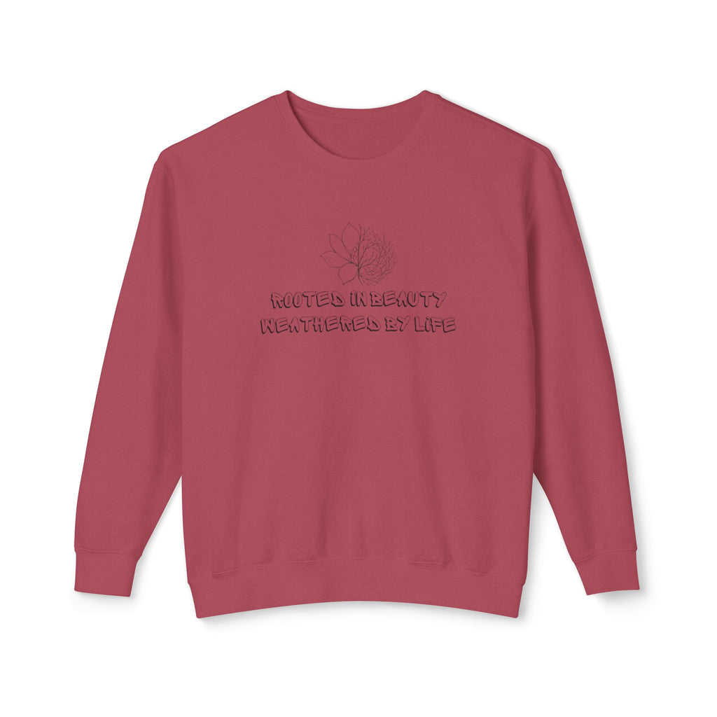 Lightweight Crewneck Sweatshirt — 'Where Beauty Breathes Life' Minimal Floral Graphic