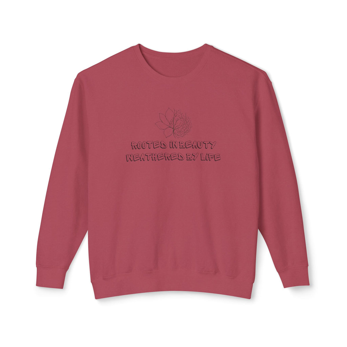 Lightweight Crewneck Sweatshirt — 'Where Beauty Breathes Life' Minimal Floral Graphic
