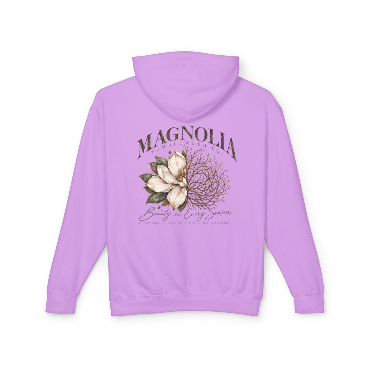 Magnolia Tumbleweed  Hoodie — Lightweight Cream Hooded Sweatshirt