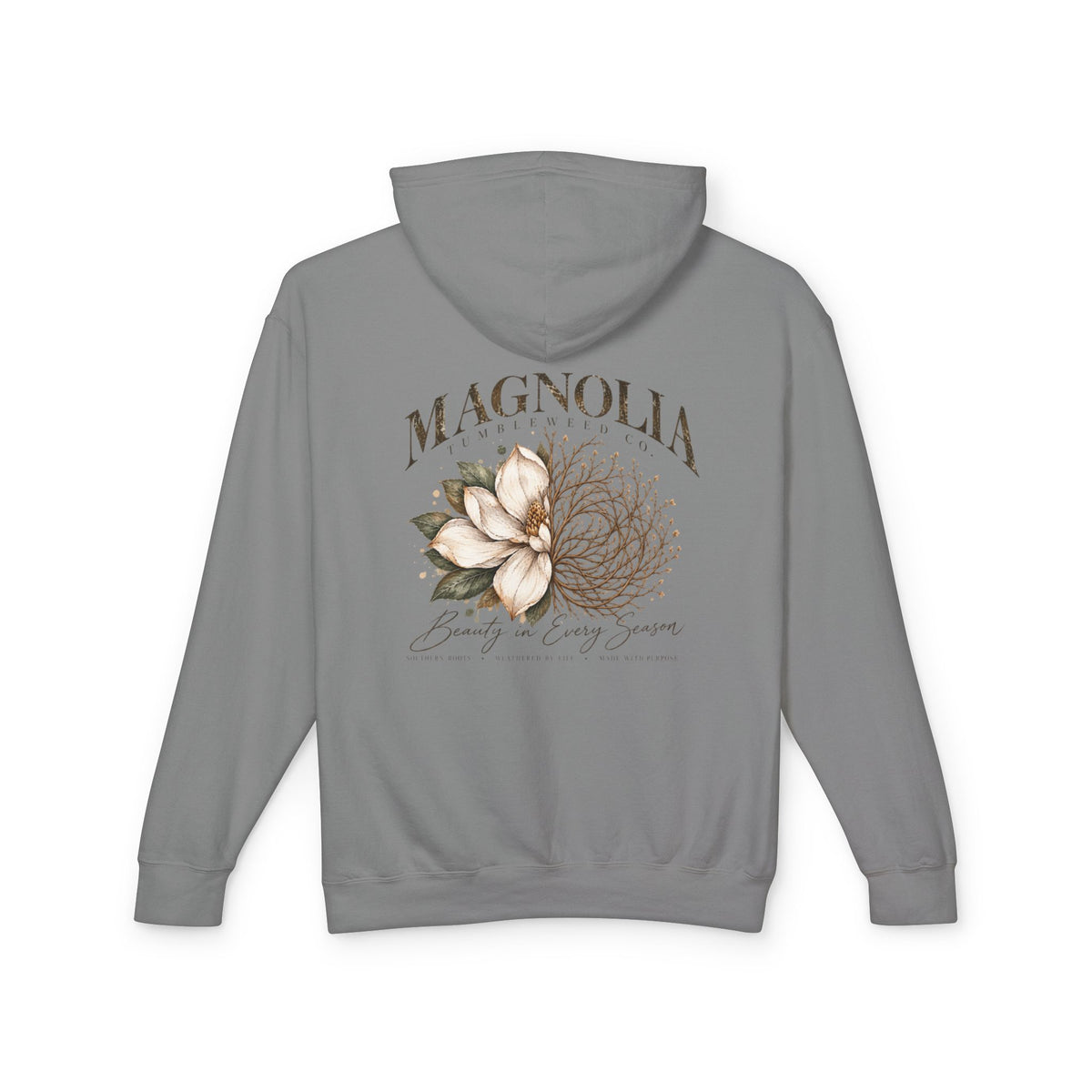 Magnolia Tumbleweed  Hoodie — Lightweight Cream Hooded Sweatshirt