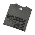 Declining Estrogen Tee — Funny Feminine Graphic T‑Shirt (Overstimulated AF)