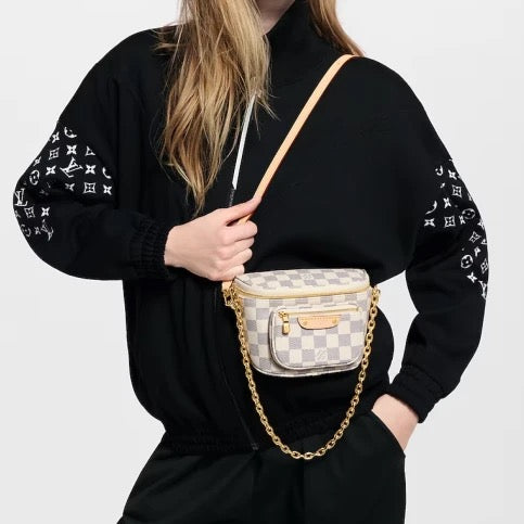 L V white checkered Bag