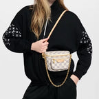 L V white checkered Bag