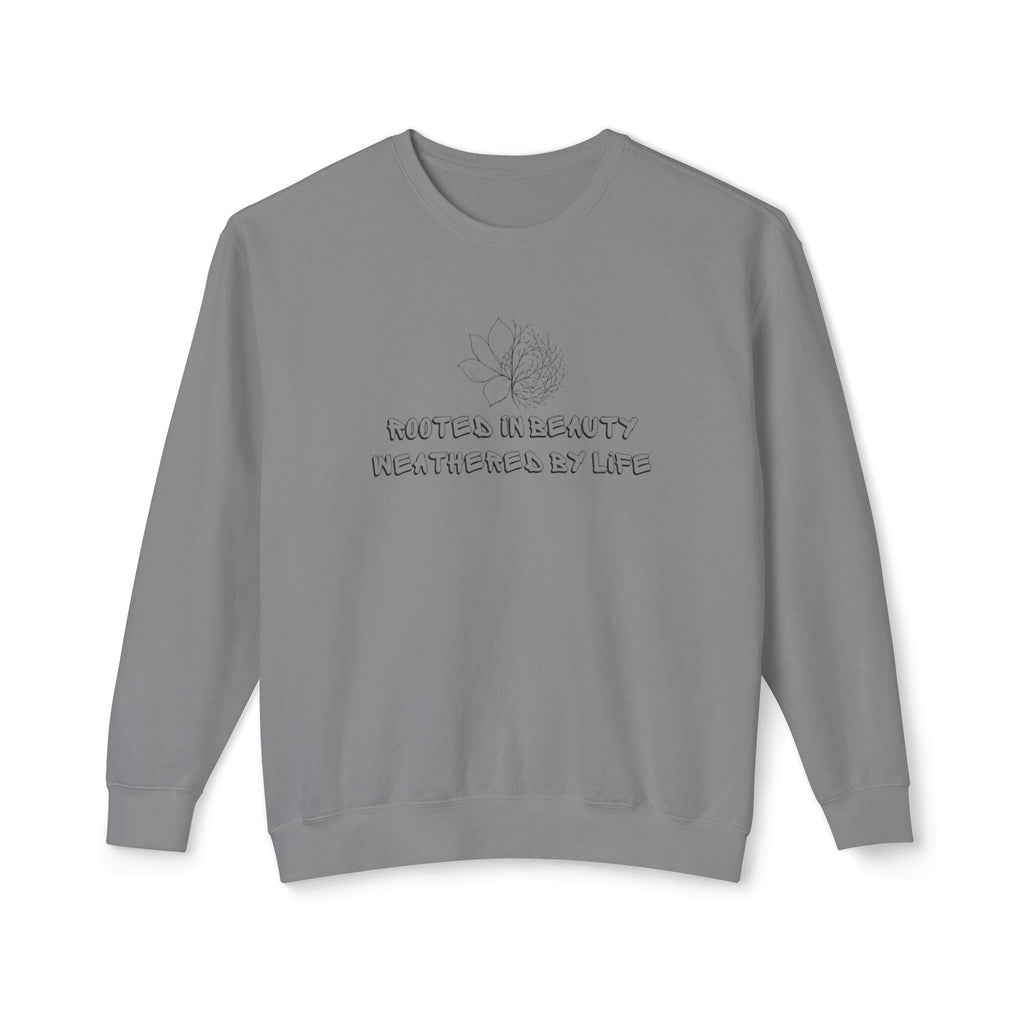 Lightweight Crewneck Sweatshirt — 'Where Beauty Breathes Life' Minimal Floral Graphic