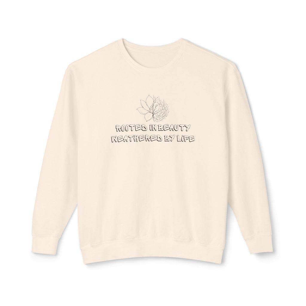 Lightweight Crewneck Sweatshirt — 'Where Beauty Breathes Life' Minimal Floral Graphic