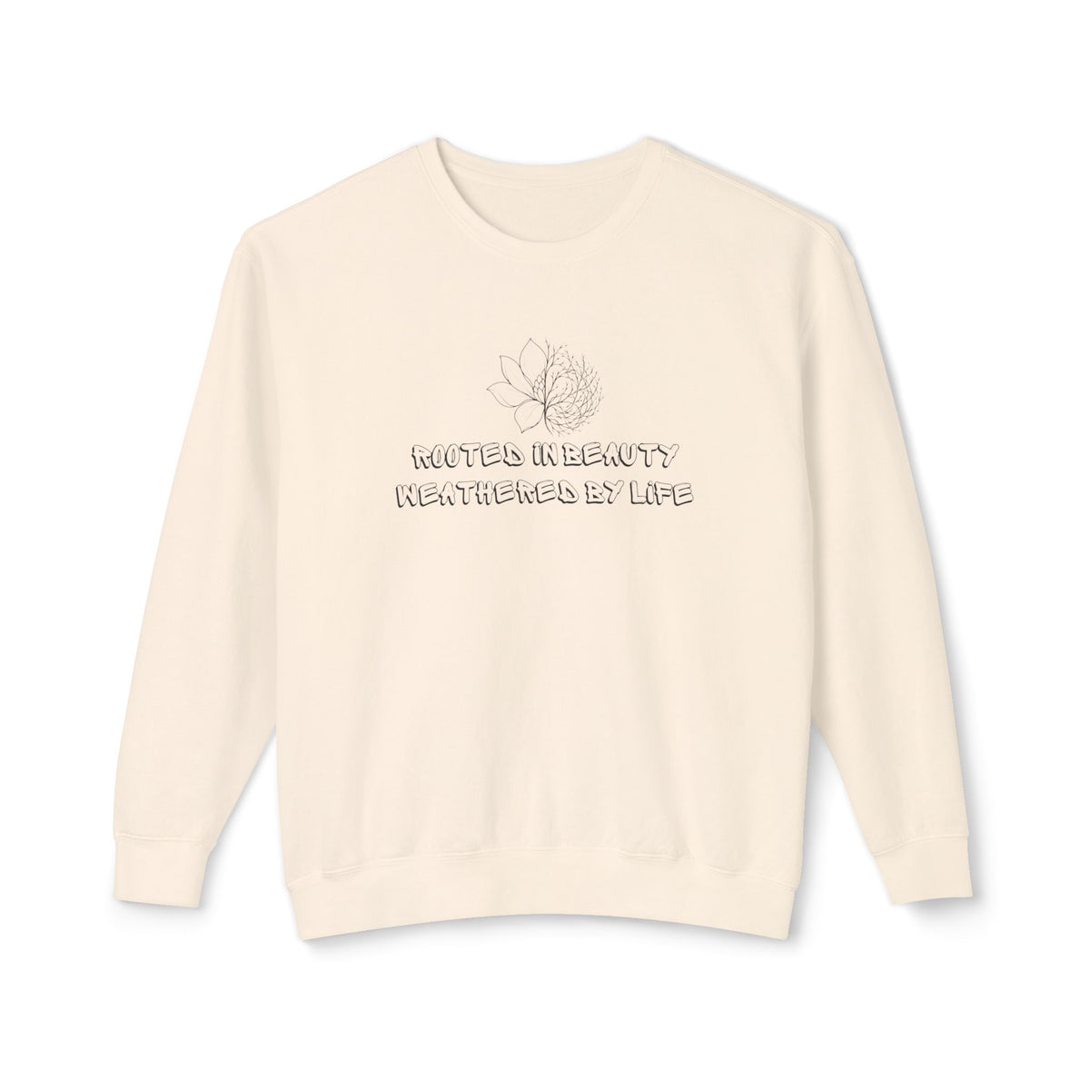 Lightweight Crewneck Sweatshirt — 'Where Beauty Breathes Life' Minimal Floral Graphic