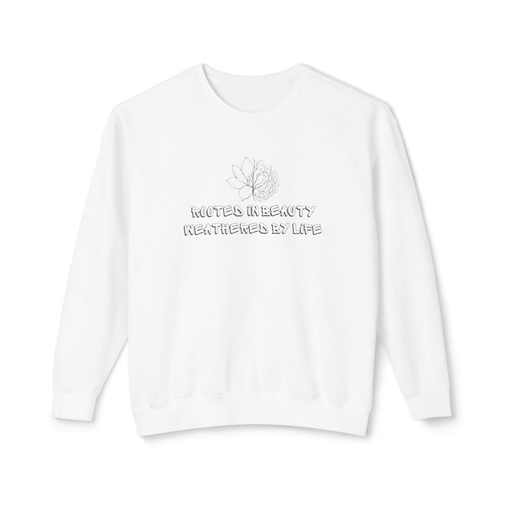 Lightweight Crewneck Sweatshirt — 'Where Beauty Breathes Life' Minimal Floral Graphic