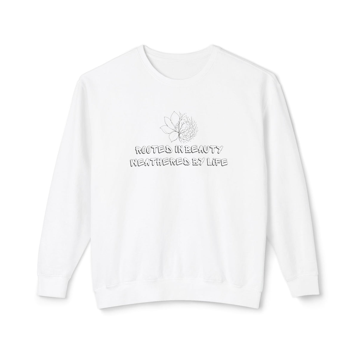 Lightweight Crewneck Sweatshirt — 'Where Beauty Breathes Life' Minimal Floral Graphic