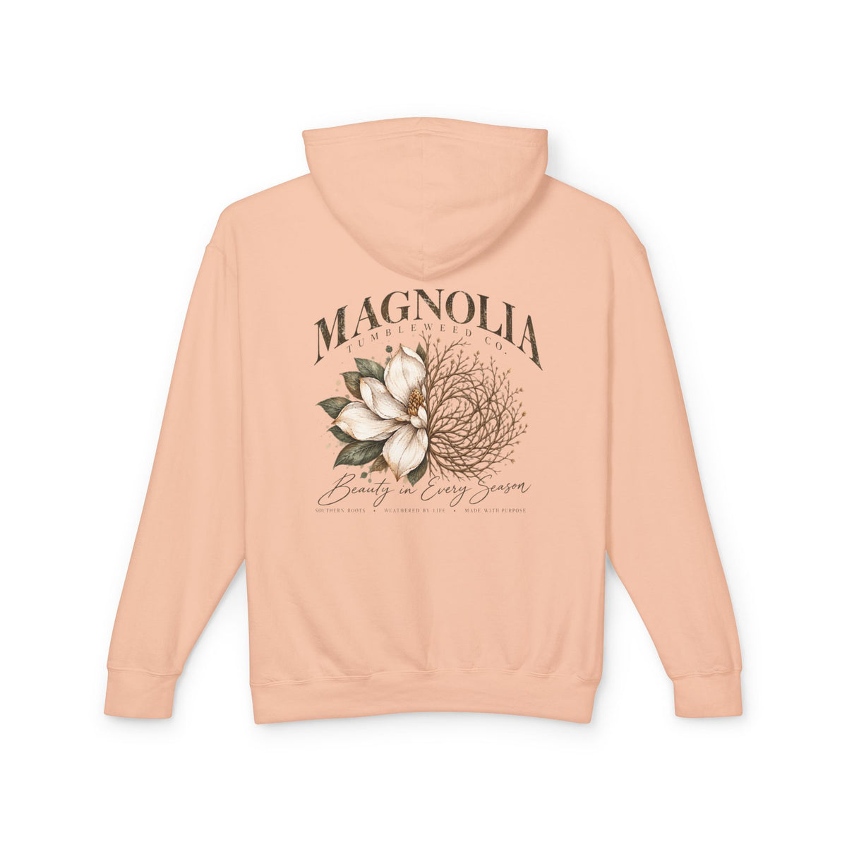 Magnolia Tumbleweed  Hoodie — Lightweight Cream Hooded Sweatshirt