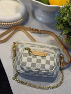 L V white checkered Bag
