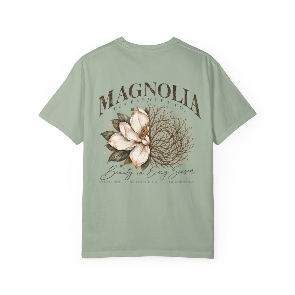 Magnolia Tumbleweed Tee — 'Beauty in Every Season' Cotton T-Shirt