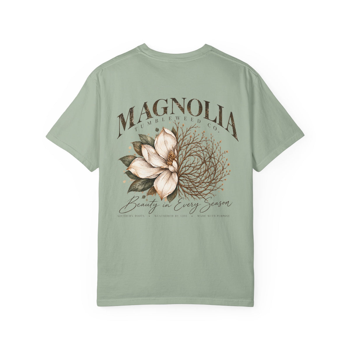 Magnolia Tumbleweed Tee — 'Beauty in Every Season' Cotton T-Shirt