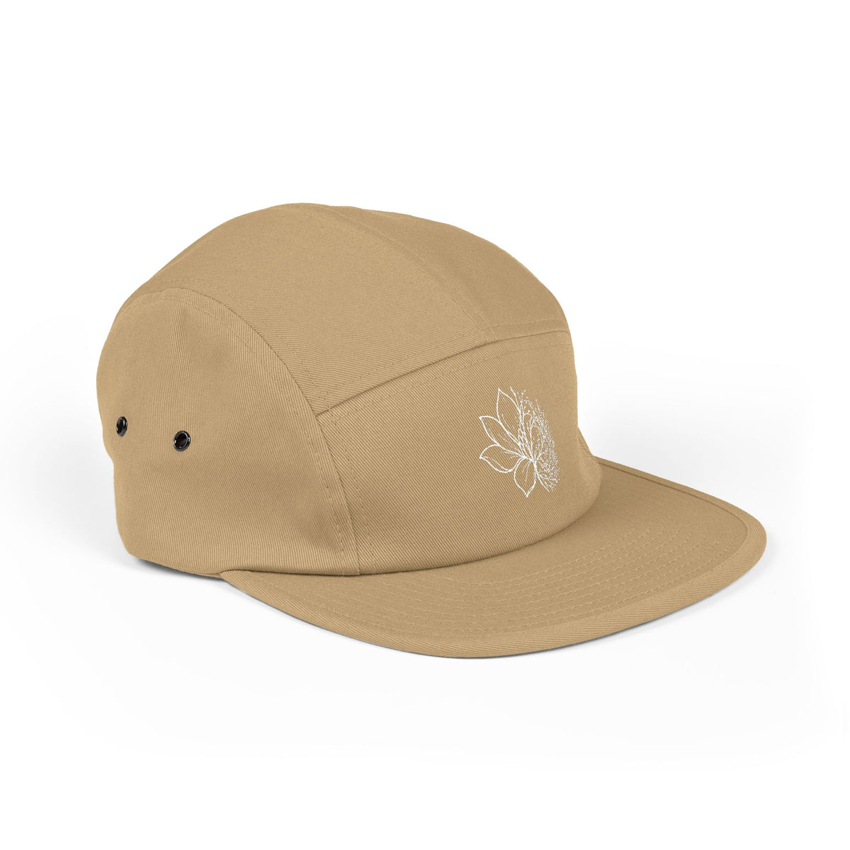 Embroidered Lotus 5-Panel Cap – Minimal  Camper Hat