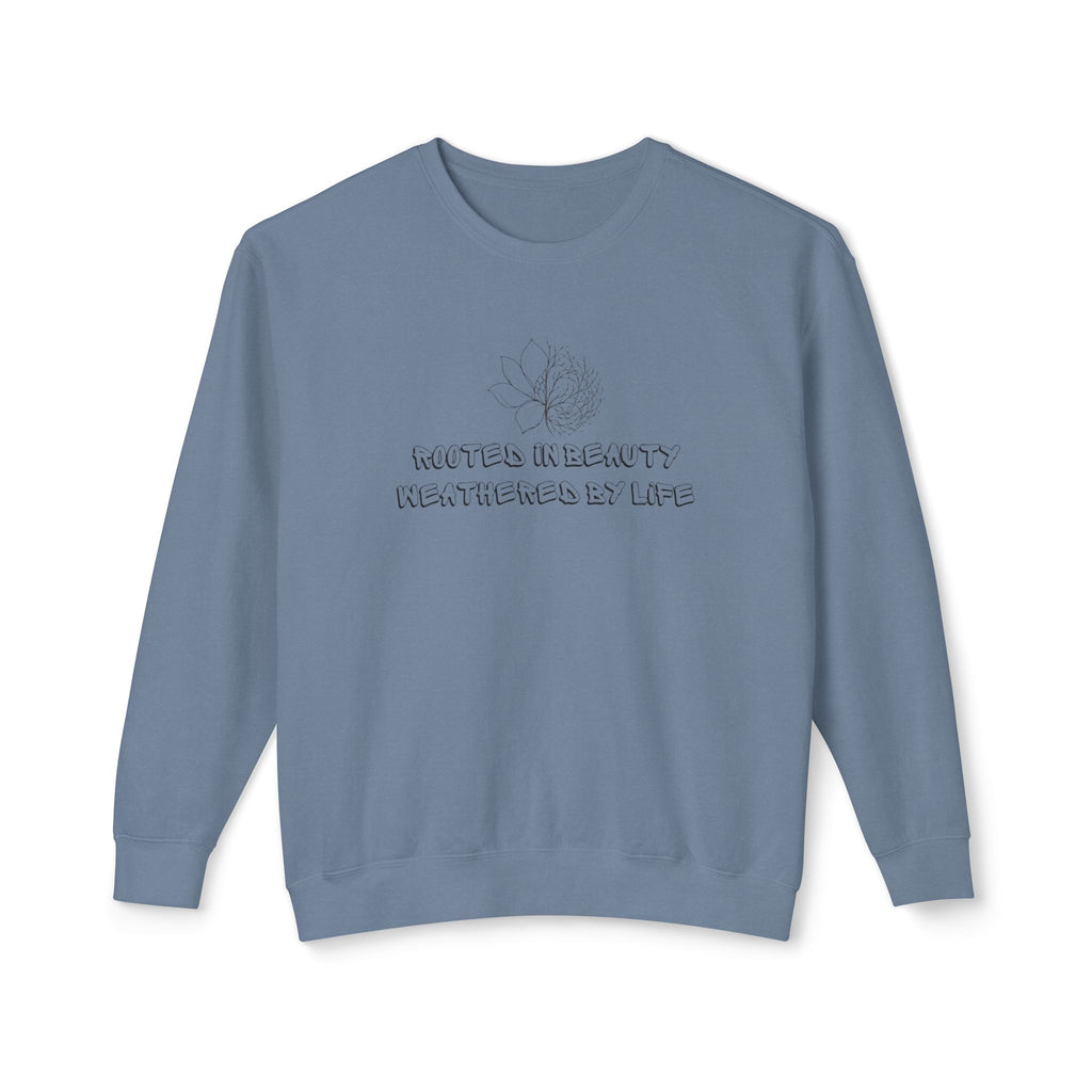 Lightweight Crewneck Sweatshirt — 'Where Beauty Breathes Life' Minimal Floral Graphic