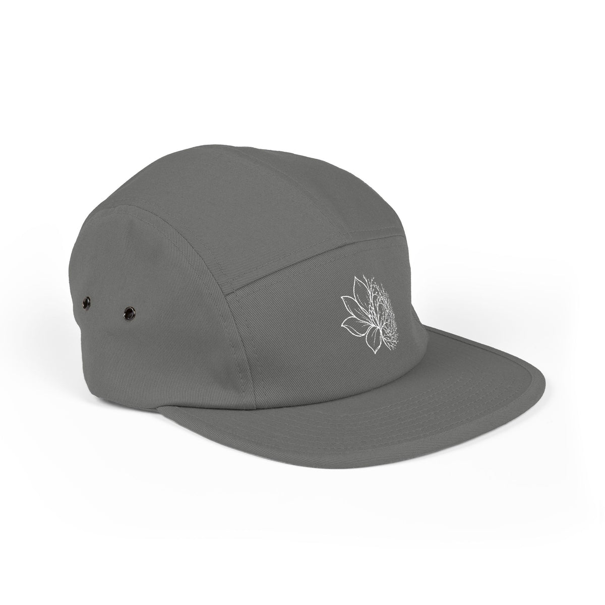 Embroidered Lotus 5-Panel Cap – Minimal  Camper Hat
