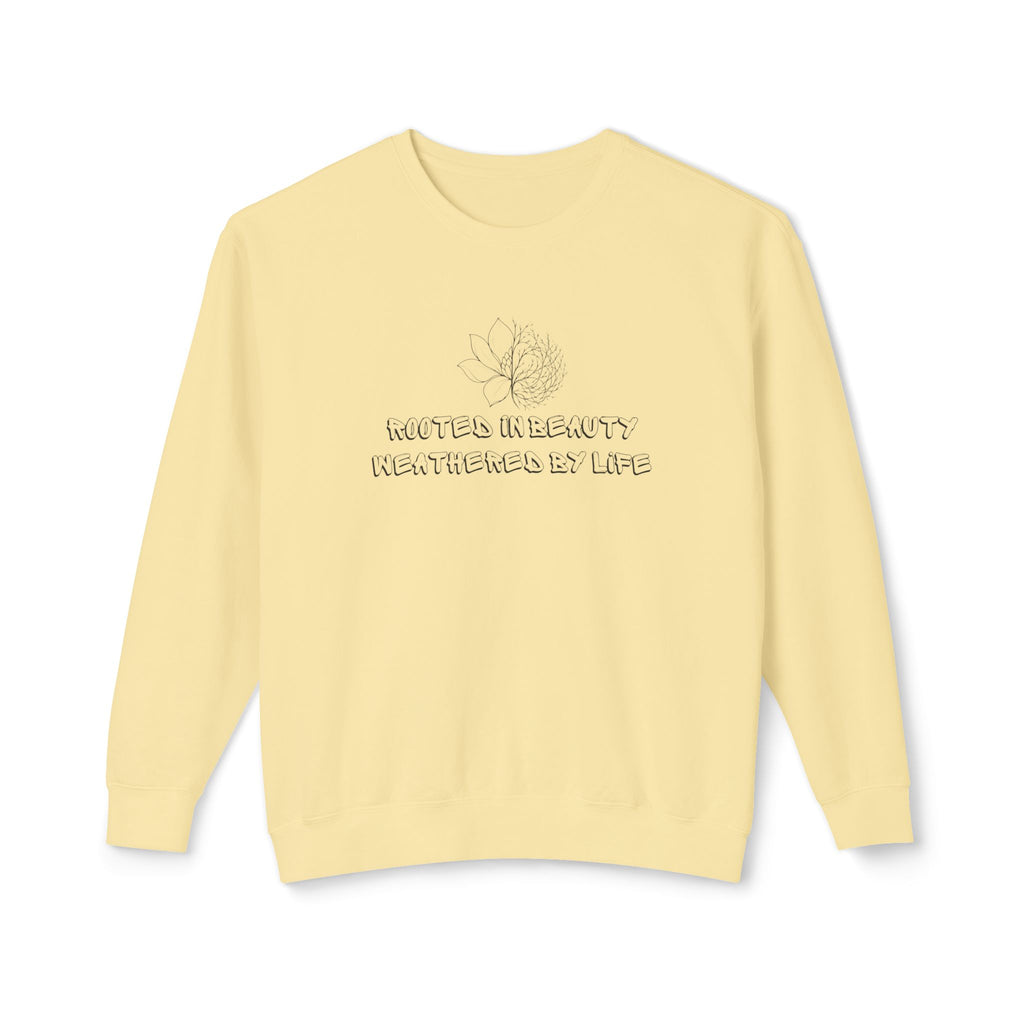 Lightweight Crewneck Sweatshirt — 'Where Beauty Breathes Life' Minimal Floral Graphic