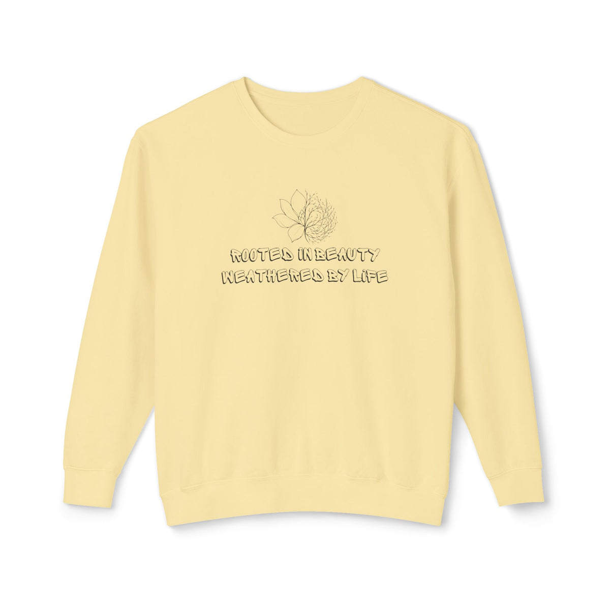 Lightweight Crewneck Sweatshirt — 'Where Beauty Breathes Life' Minimal Floral Graphic
