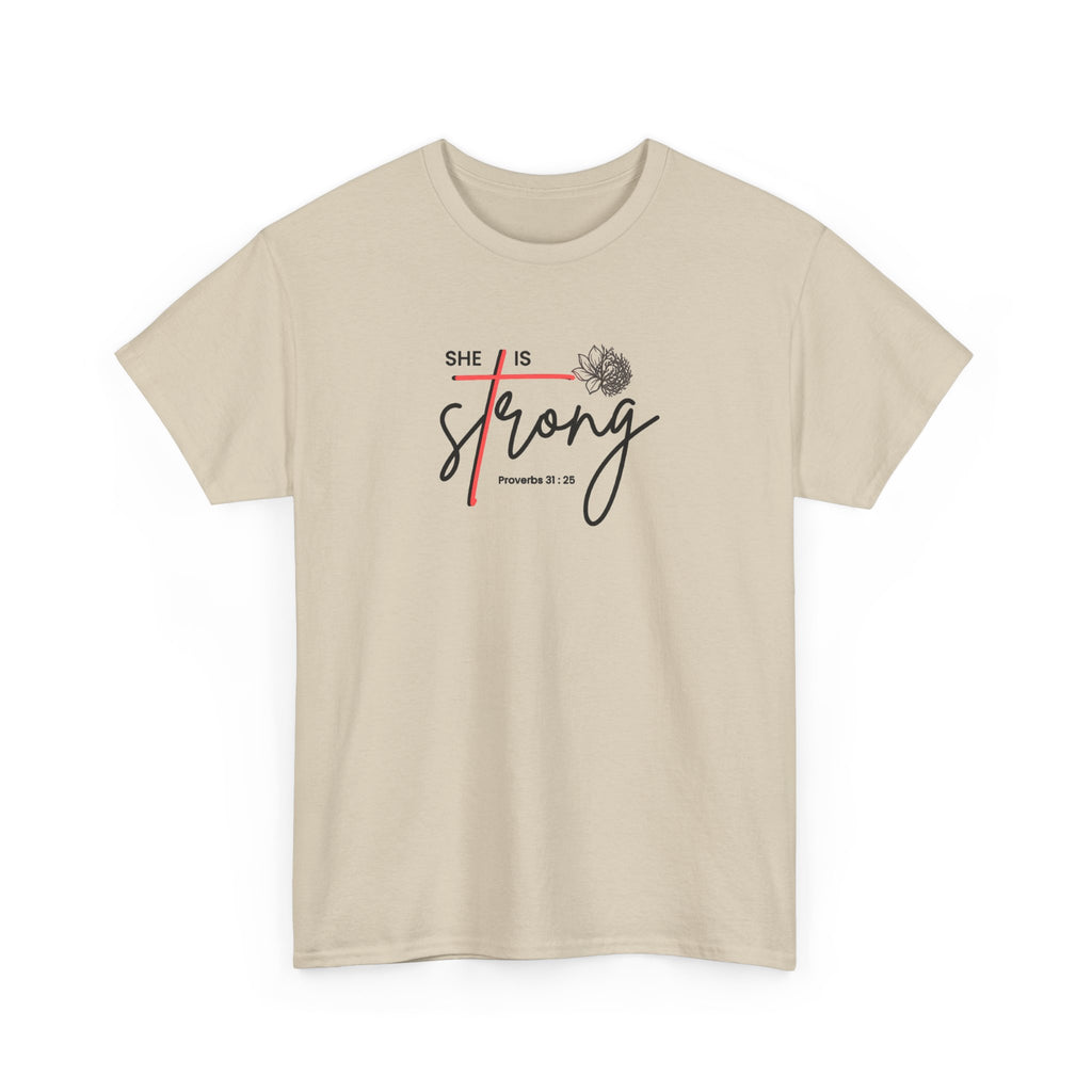 She Is Strong Tee - Inspirational Faith-Based Women's Christian T-Shirt (Psalm 46:5)