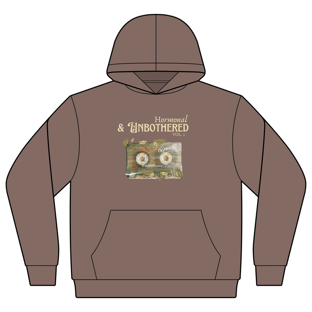 Hormonal & Unbothered Hoodie - Vintage Botanical Relaxed Sweatshirt
