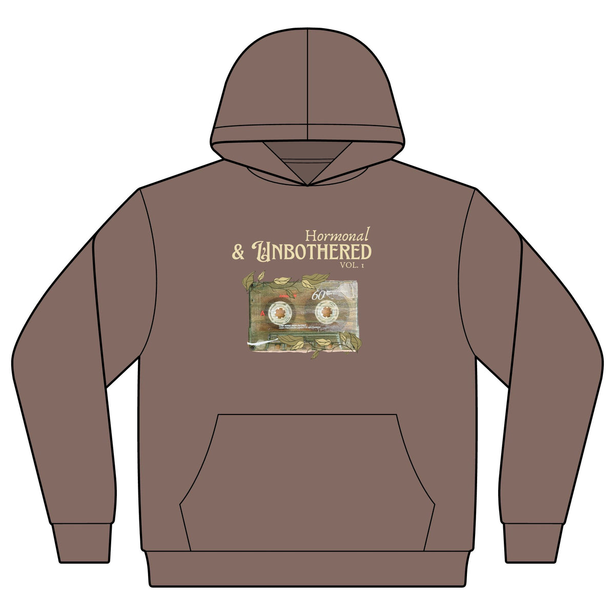 Hormonal & Unbothered Hoodie - Vintage Botanical Relaxed Sweatshirt