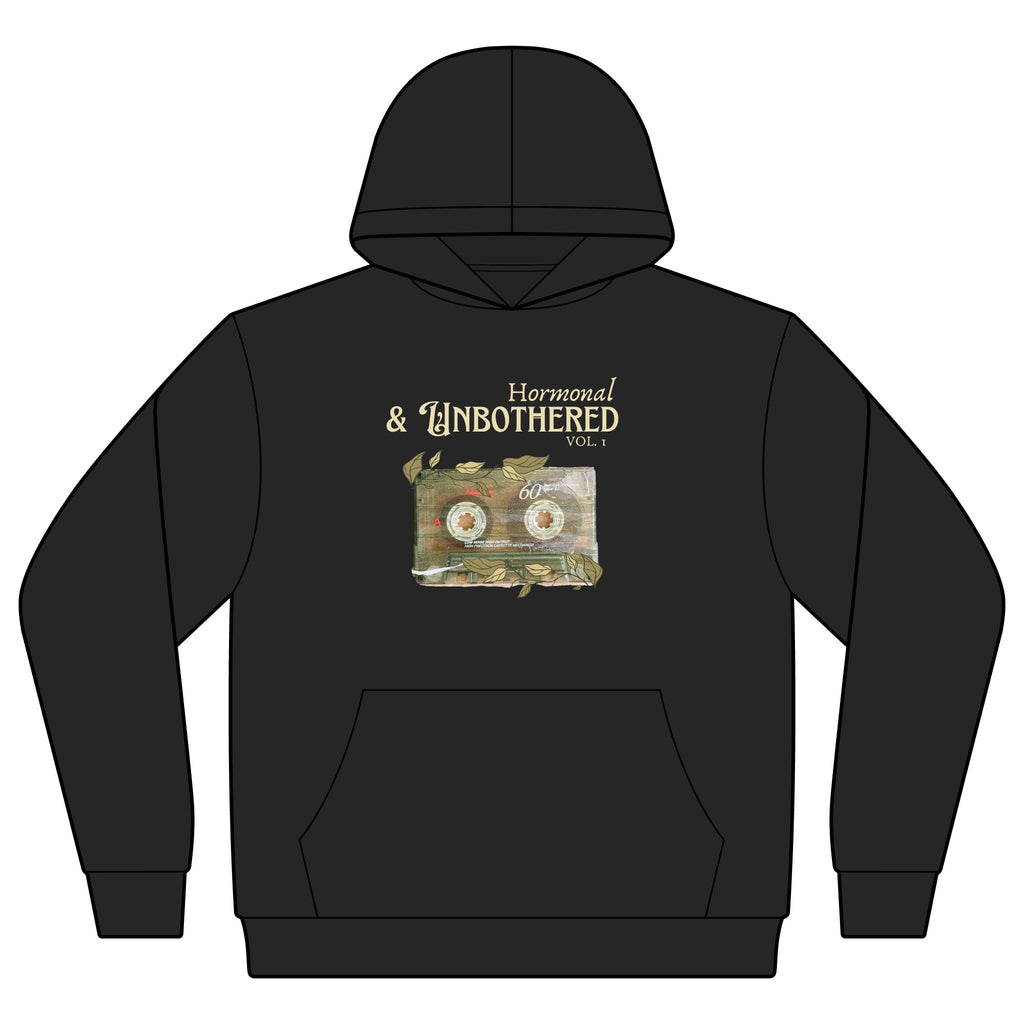 Hormonal & Unbothered Hoodie - Vintage Botanical Relaxed Sweatshirt