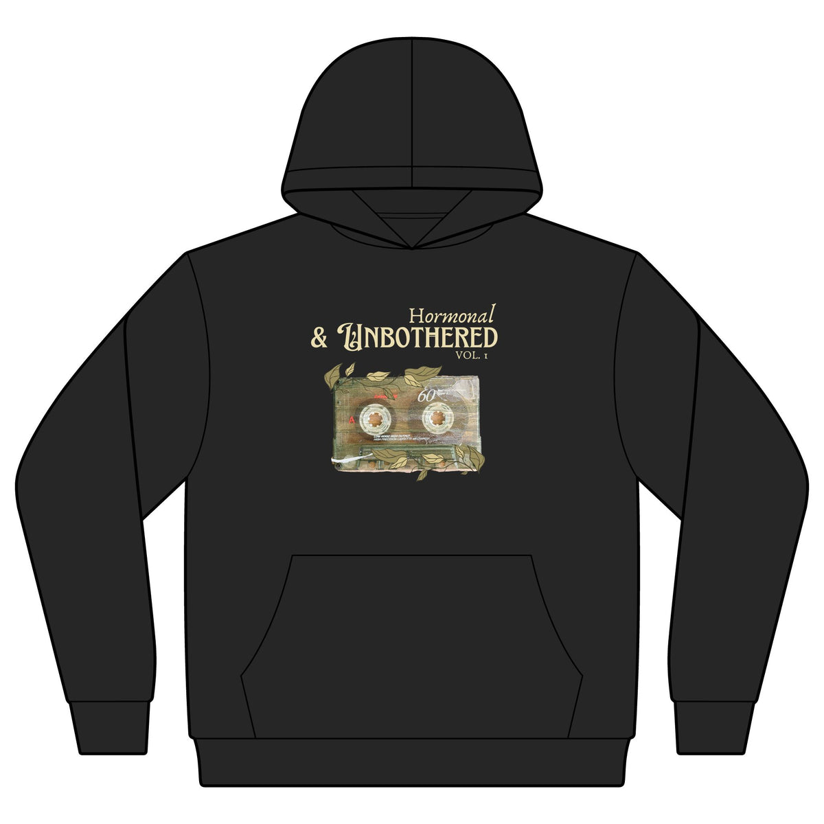Hormonal & Unbothered Hoodie - Vintage Botanical Relaxed Sweatshirt