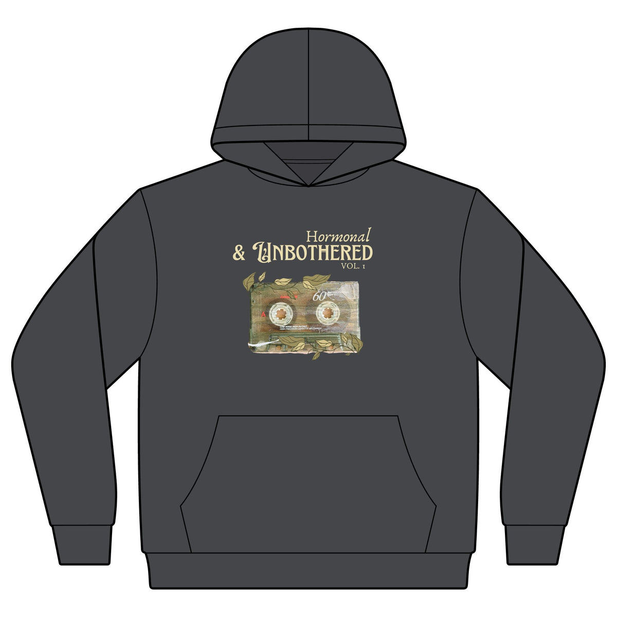 Hormonal & Unbothered Hoodie - Vintage Botanical Relaxed Sweatshirt