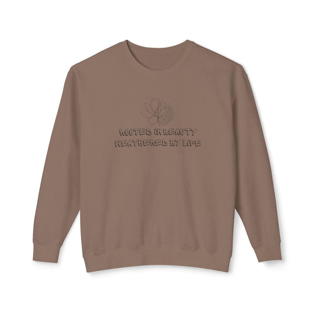 Lightweight Crewneck Sweatshirt — 'Where Beauty Breathes Life' Minimal Floral Graphic