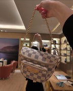 L V white checkered Bag