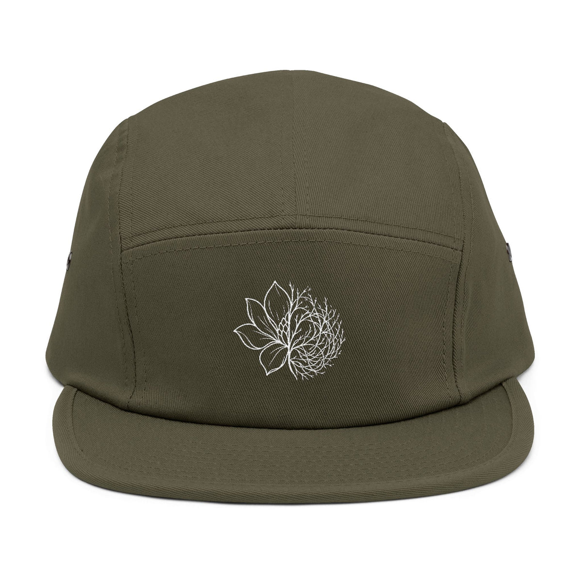 Embroidered Lotus 5-Panel Cap – Minimal  Camper Hat