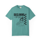 Declining Estrogen Tee — Funny Feminine Graphic T‑Shirt (Overstimulated AF)